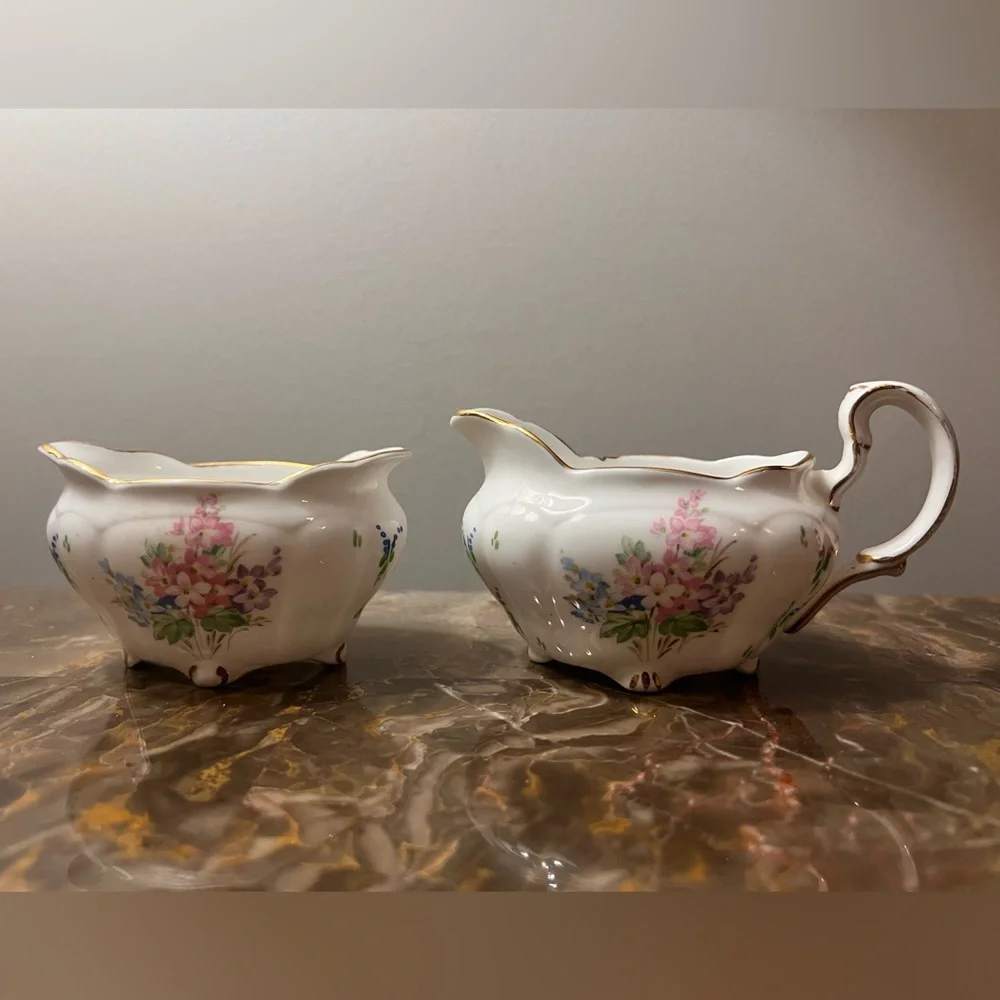 Vintage Royal Stanford Creamer And Sugar Fine Bone‎ China Made In England.